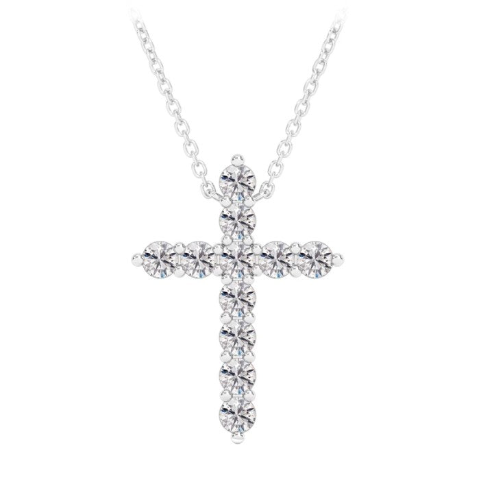 Debeers Forevermark 14 Karat White Gold Diamond Cross Pendant