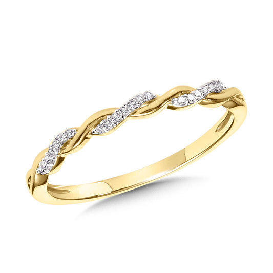 Yellow Gold Diamond Twisted Band - Diamond Wedding Bands - Women's