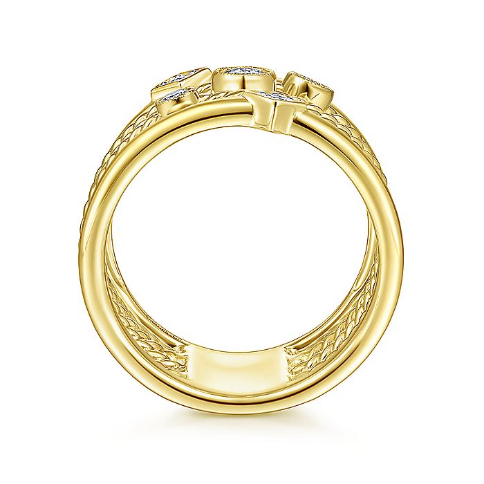 Ladies Gabriel & Co. Yellow Gold Multi Row Fashion Ring - Diamond Fashion Rings - Women's