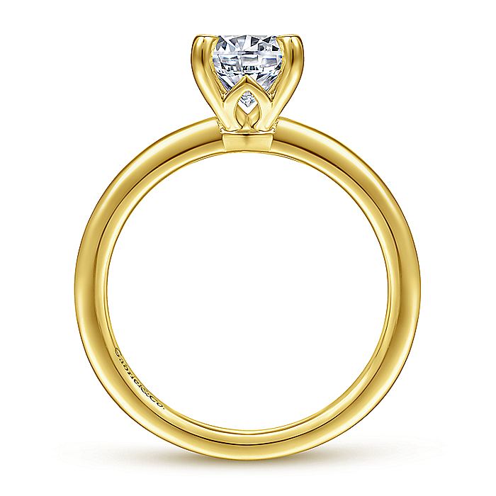 Gabriel & Co Yellow Gold Round Engagement Ring Mounting - Diamond Semi-Mount Rings