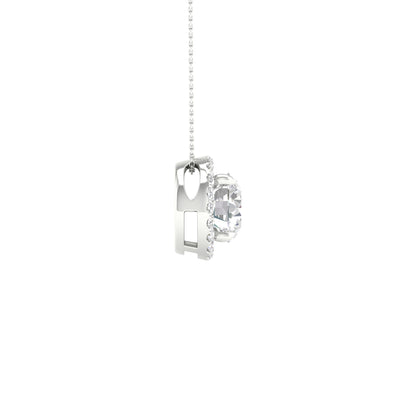 White Gold Laboratory Grown Round Diamond Halo Pendant