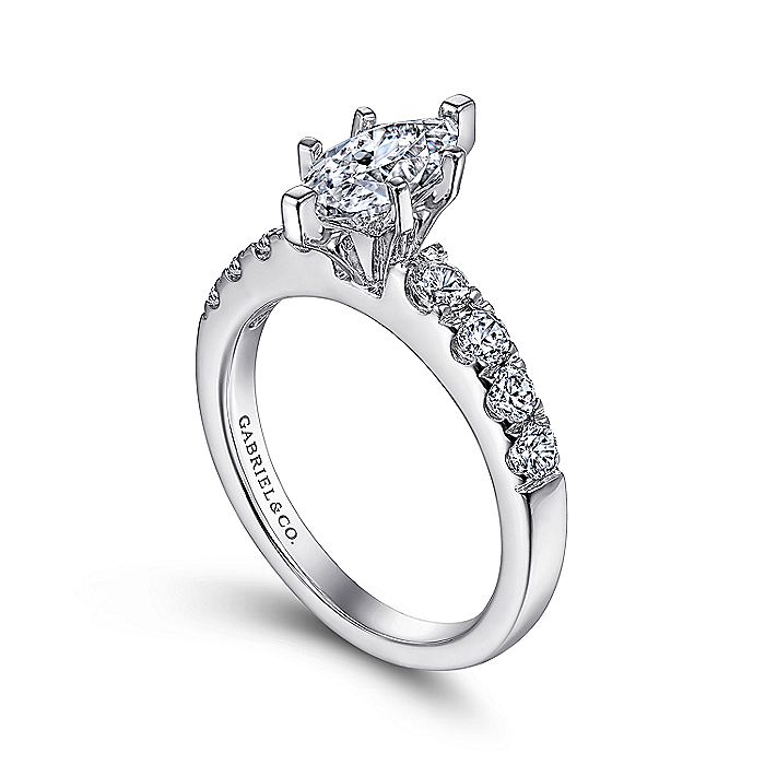 Gabriel & Co White Gold Marquise Shape Semi-Mount Engagement Ring - Diamond Semi-Mount Rings