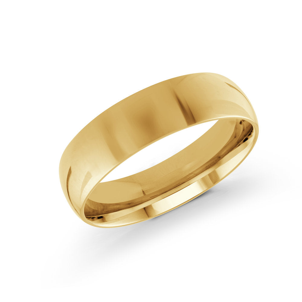 14K Yellow Gold 6mm Wedding Band - Gold Wedding Bands - Men's