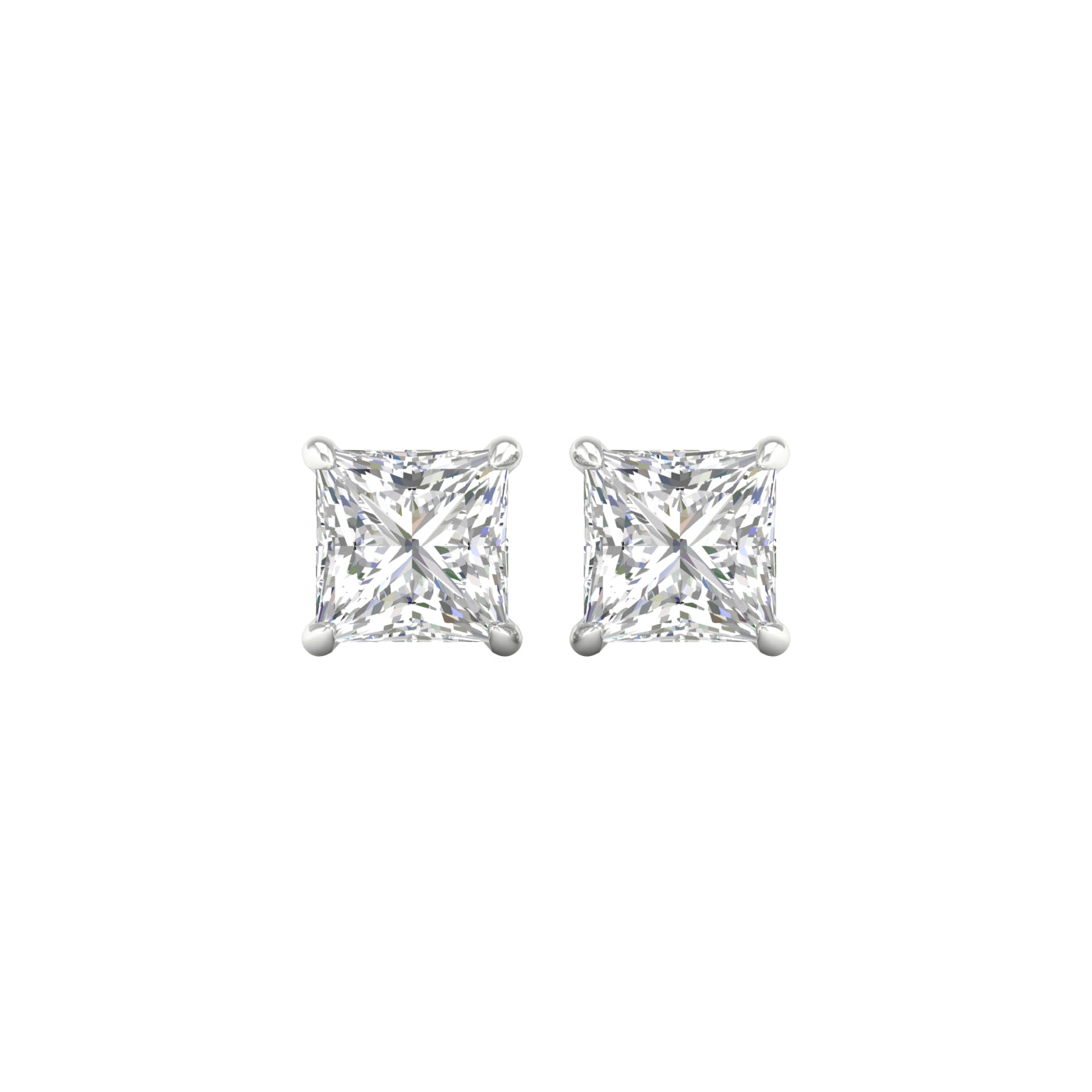 White Gold Laboratory Grown Princess Stud Earrings