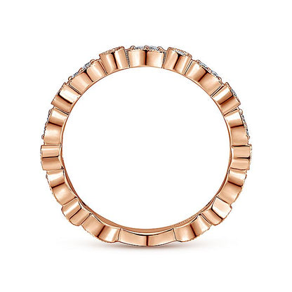 Gabriel & Co Rose Gold Marquise and Round Station Diamond Ring - Diamond Fashion Rings - Women's