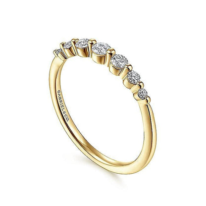 Gabriel & Co. Yellow Gold Graduating Single Prong Diamond Ring