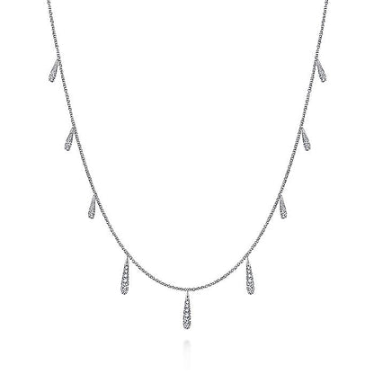 Gabriel & Co. White Gold Dangling Diamond Station Necklace - Diamond Necklaces