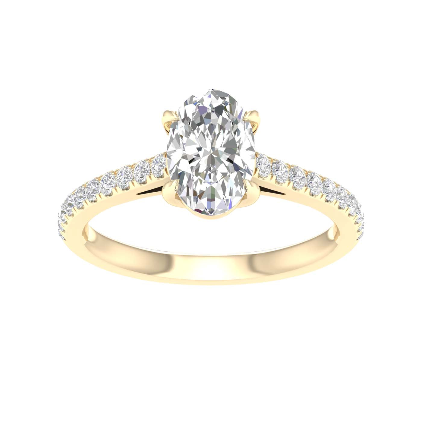 Yellow Gold Oval Laboratory Grown Diamond Engagement Ring