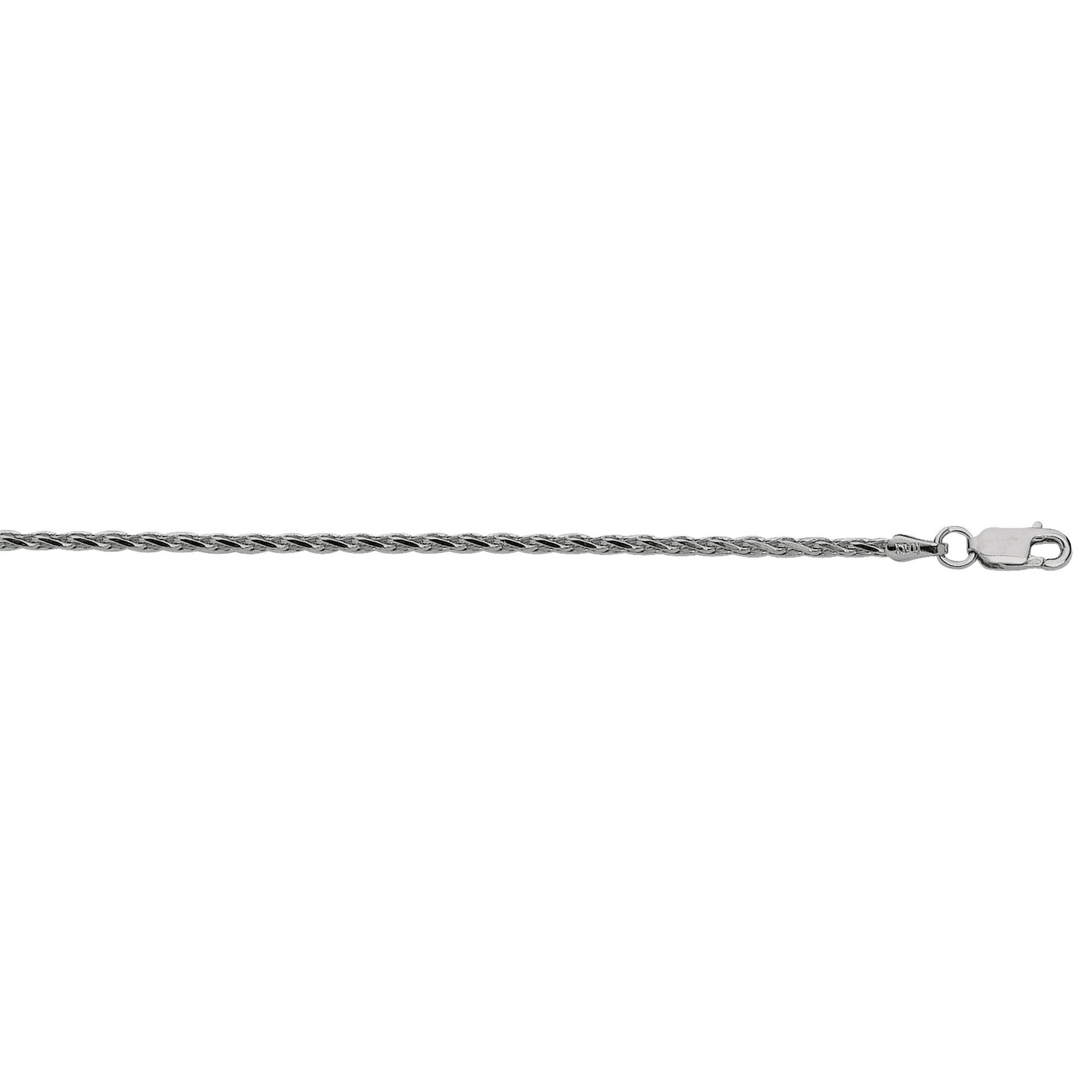 Sterling Silver Rhodium Finished 18 Inch 2.2 mm Polished Diamond Cut Wheat Chain With Lobster Clasp - Silver Chains