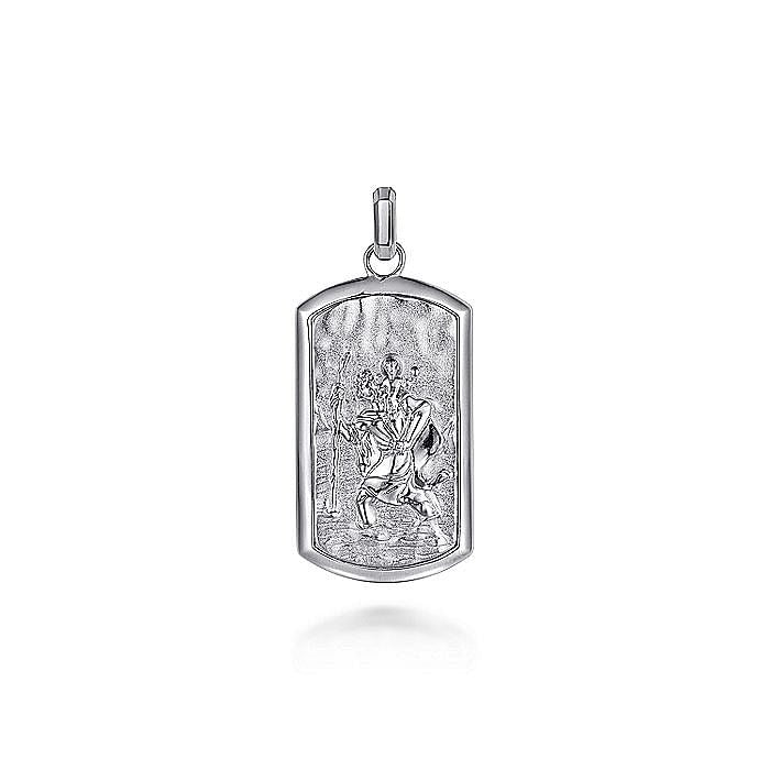 Gabriel & Co. Sterling Silver Saint Christopher Dog Tag Pendant - Gents Pendant