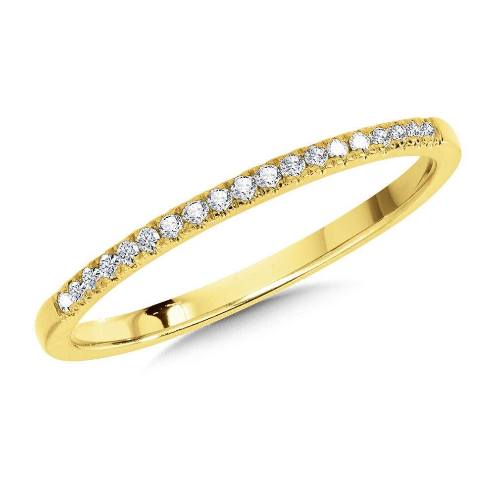 Ladies 14 Karat Yellow Gold Diamond Straight Stackable Band - Diamond Fashion Rings - Women's