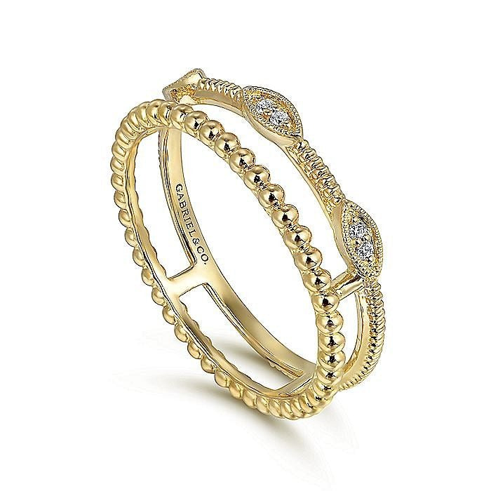 Gabriel & Co. Yellow Gold Diamond Bujukan Marquise Shape Stackable Ring - Diamond Fashion Rings - Women's