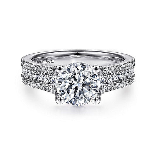 Gabriel & Co. 14 Karat White Gold Round Semi-Mount Engagement Ring - Diamond Semi-Mount Rings