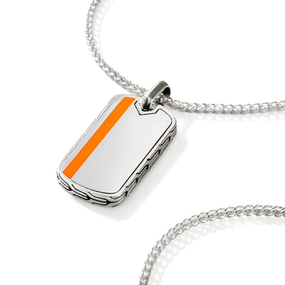 John Hardy Sterling Silver Tag Enamel Pendant Necklace