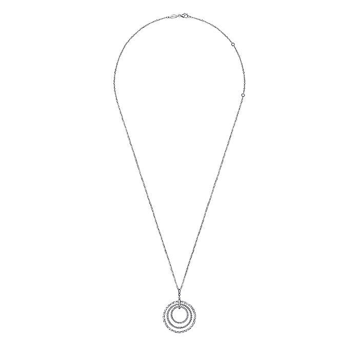 Gabriel & Co Sterling Silver Triple Row Circle Pendant Necklace with White Sapphires - Silver Necklace