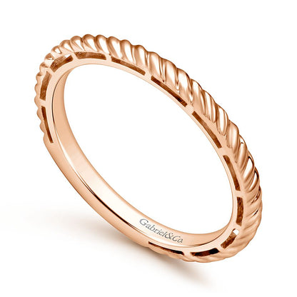 Gabriel & Co. Rose Gold Twisted Rope Stackable Ring - Gold Wedding Bands - Women's