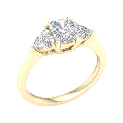 Yellow Gold Three Stone Radiant Cut Laboratory Grown Engagement Ring - Diamond Engagement Rings