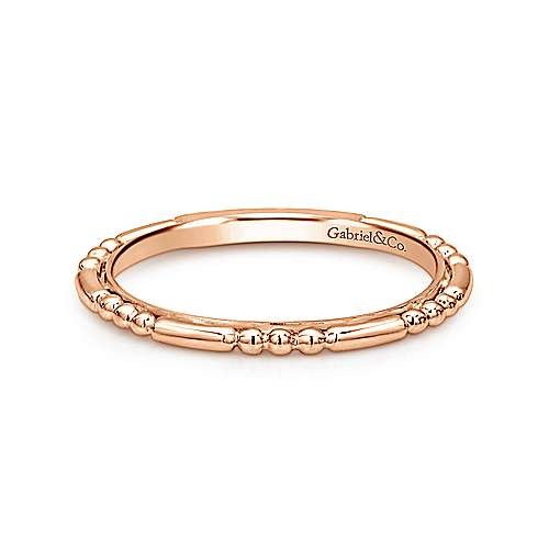 Gabriel & Co Rose Gold Ball and Bar Station Band - Gold Fashion Rings - Women's