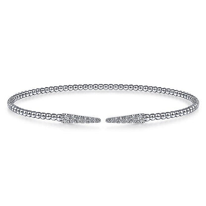 Gabriel & Co. 14 Karat White Gold Bujukan Bead Cuff Bracelet with Diamond Pavé Spikes