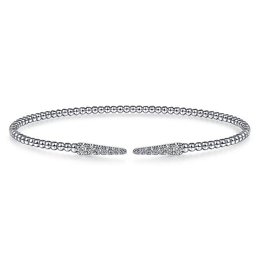 Gabriel & Co. 14 Karat White Gold Bujukan Bead Cuff Bracelet with Diamond Pavé Spikes