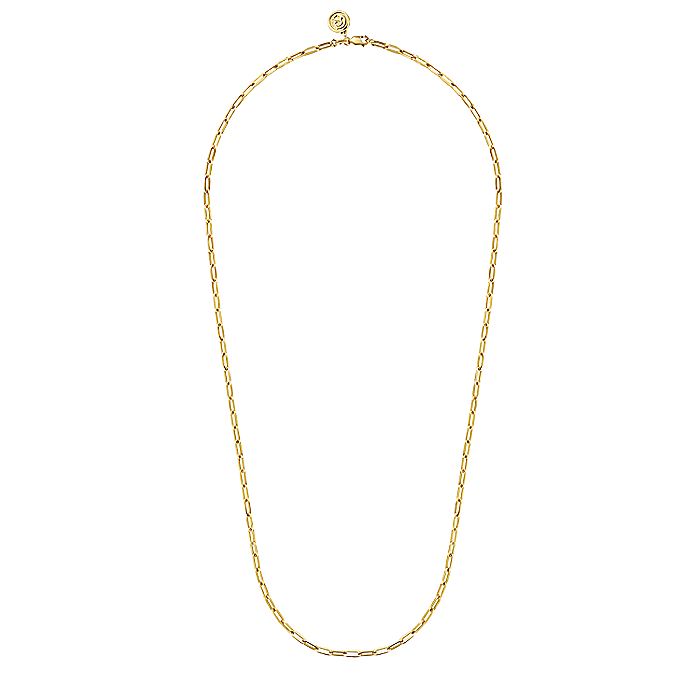 Gabriel & Co. 14 Karat Yellow Gold 24 Inch Hollow Paperclip Chain - Gold Chains