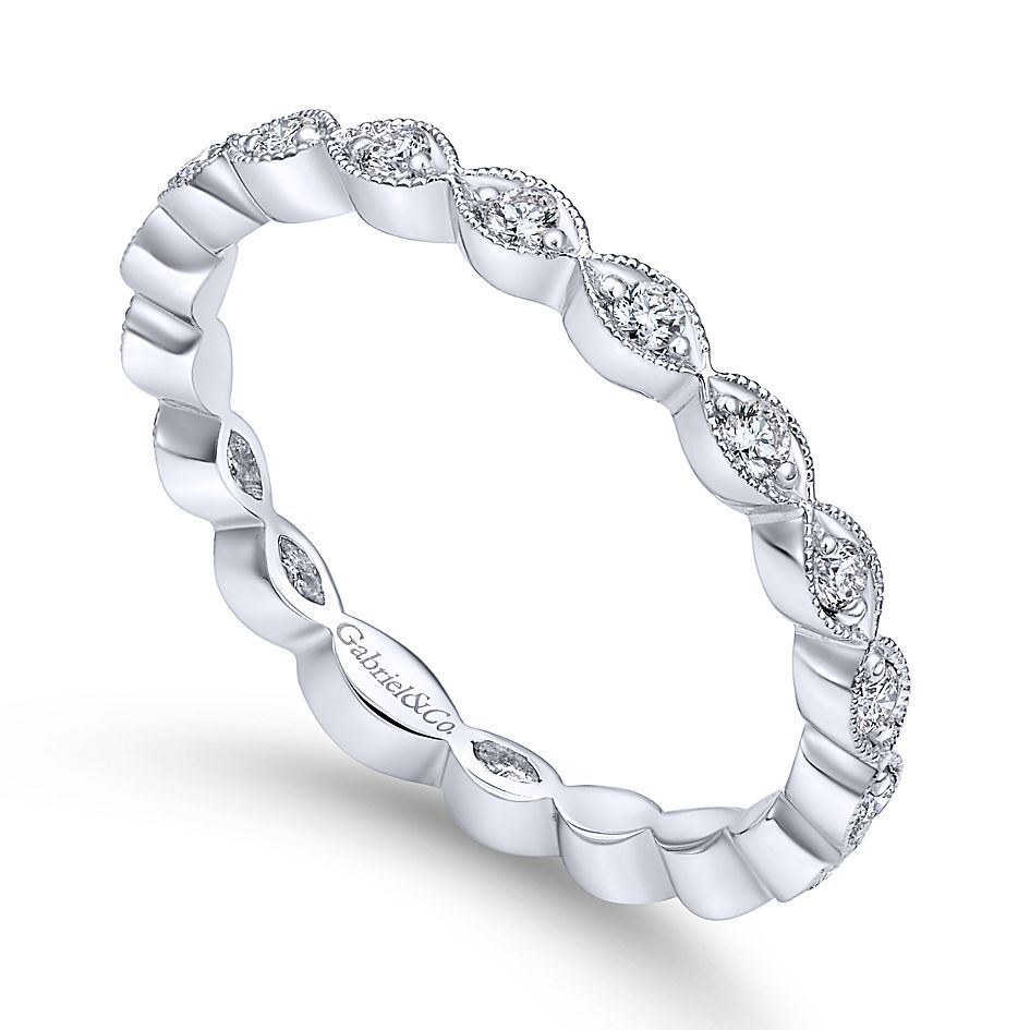 Gabriel & Co White Gold Marquise Station Diamond Stackable Ring - Diamond Fashion Rings - Women's