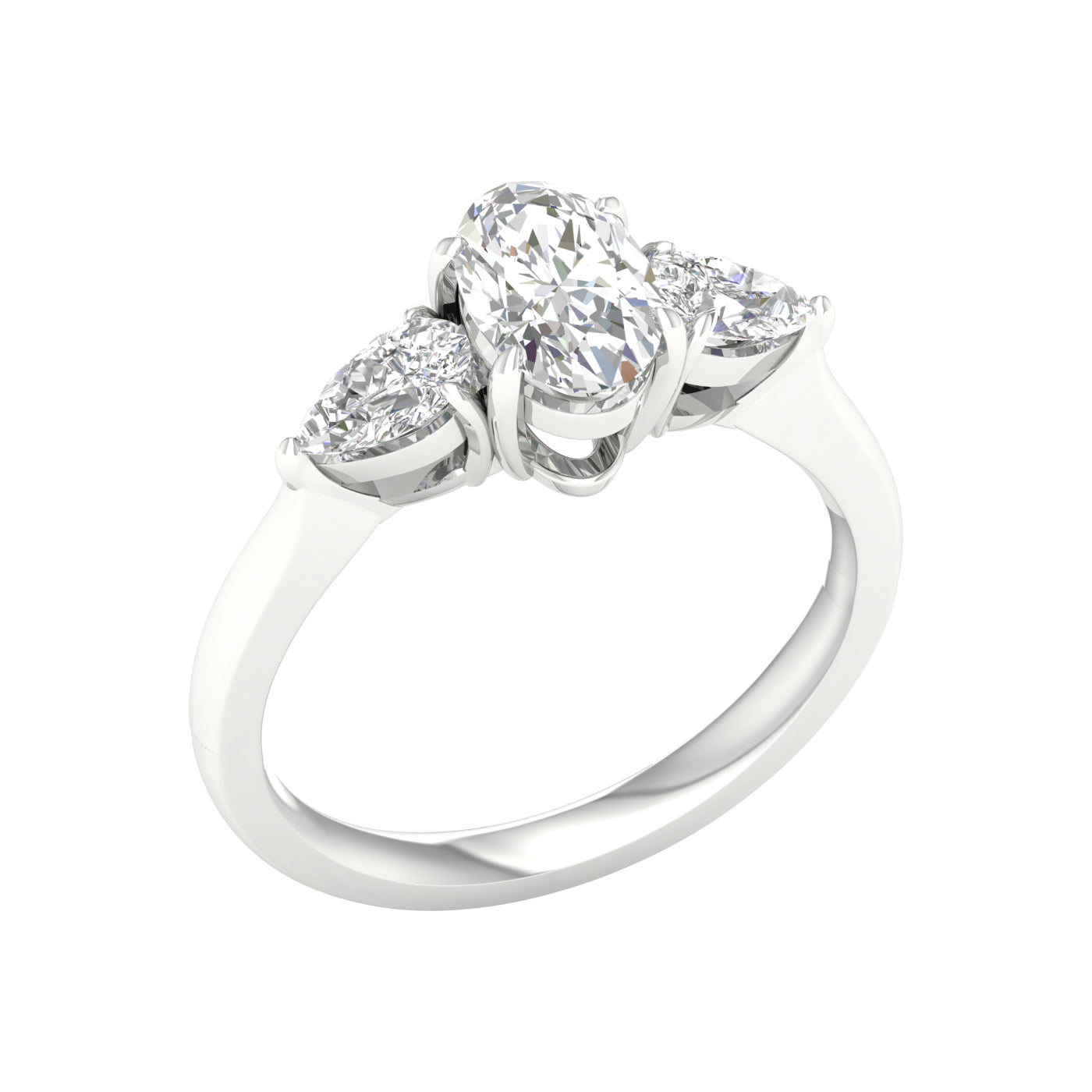 White Gold Three Stone Laboratory Grown Engagement Ring - Diamond Engagement Rings