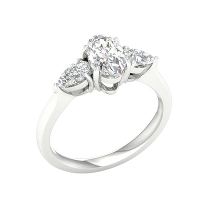 White Gold Three Stone Laboratory Grown Engagement Ring - Diamond Engagement Rings