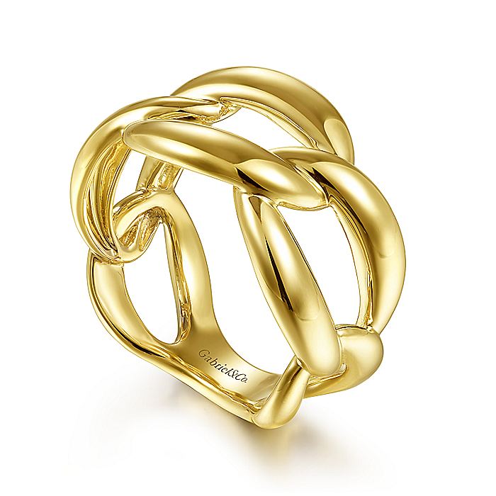 Gabriel & Co Yellow Gold Chain Link Ring - Gold Fashion Rings - Women's