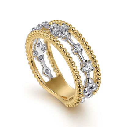 Gabriel & Co. Yellow and White Gold Diamond Ring