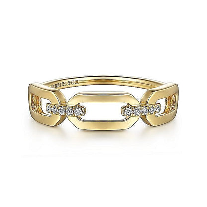 Gabriel & Co. 14 Karat Yellow Gold Diamond Chain Link Ring