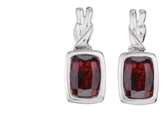 Colore Sterling Garnet Earrings - Colored Stone Earrings