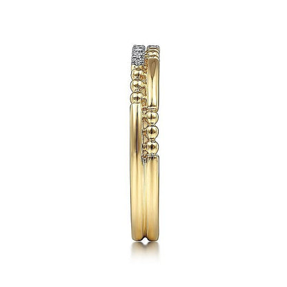 Gabriel & Co. Yellow Gold Double Row Band - Diamond Fashion Rings - Women's