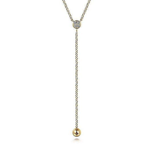 Gabriel & Co. Yellow Gold Diamond Y-Knot Lariat Necklace - Diamond Necklaces