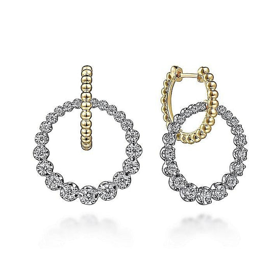 Gabriel & Co. Yellow and White Gold Bujukan Diamond Circle Huggie Earrings - Diamond Earrings