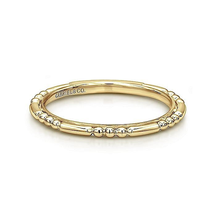 Gabriel & Co Yellow Gold Ball and Bar Station Band - Gold Fashion Rings - Women's