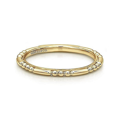 Gabriel & Co Yellow Gold Ball and Bar Station Band - Gold Fashion Rings - Women's