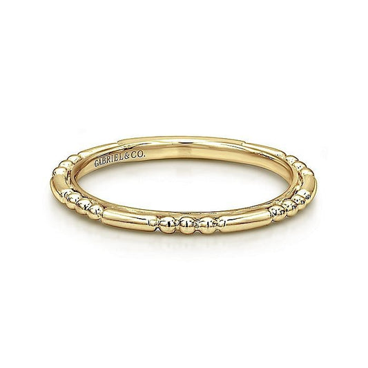 Gabriel & Co Yellow Gold Ball and Bar Station Band - Gold Fashion Rings - Women's