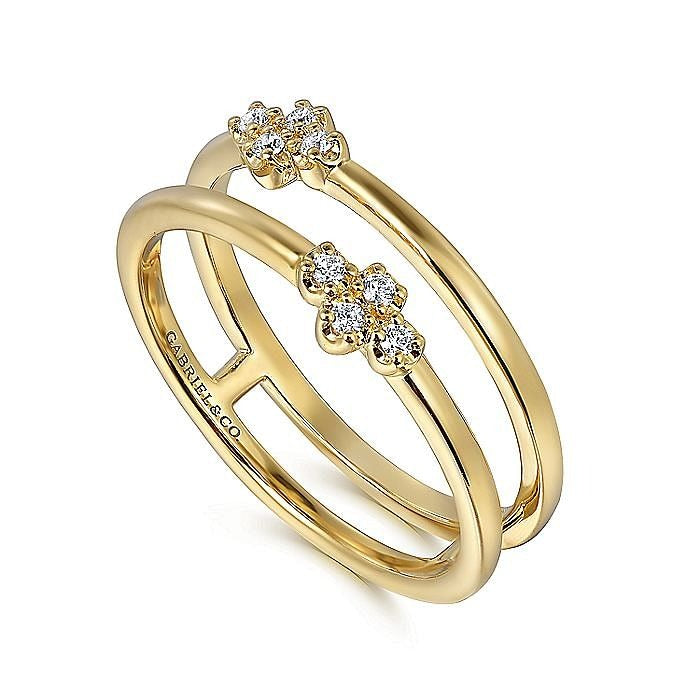 Gabriel & Co. Yellow Gold Diamond Open Stackable Ring - Diamond Fashion Rings - Women's