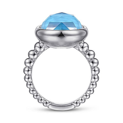 Gabriel & Co Sterling Silver Rock Crystal and Turquoise Oval Ring - Colored Stone Rings - Women's