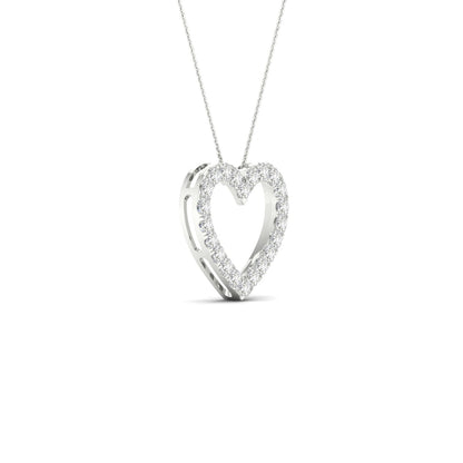 White Gold Laboratory Grown Diamond Heart Pendan - Diamond Pendants