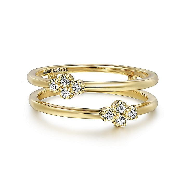 Gabriel & Co. Yellow Gold Diamond Open Stackable Ring - Diamond Fashion Rings - Women's