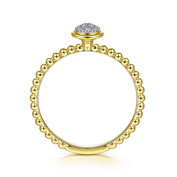 Gabriel & Co Yellow Gold Round Bezel Set Diamond Cluster Ring with Bujukan Beaded Shank - Diamond Fashion Rings - Women's