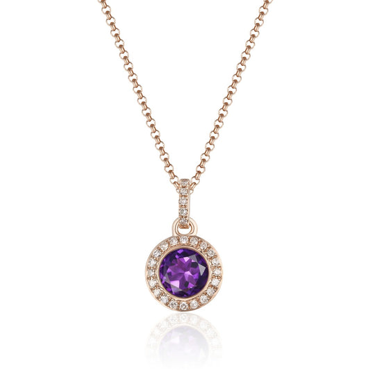 Rose Gold Amethyst Halo Pendant