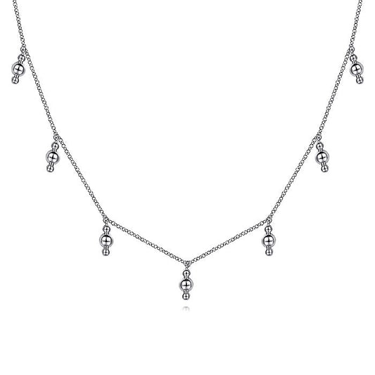 Gabriel & Co. Sterling Silver Bujukan Bead Drop Necklace - Silver Necklace