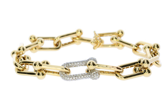 Yellow Gold Fancy Link Diamond Bracelet - Diamond Bracelets