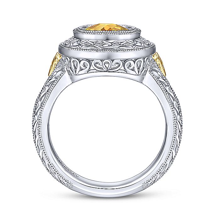 Gabriel & Co Sterling Silver And Yellow Gold Citrine Fashion Ring - Colored Stone Rings - Women's