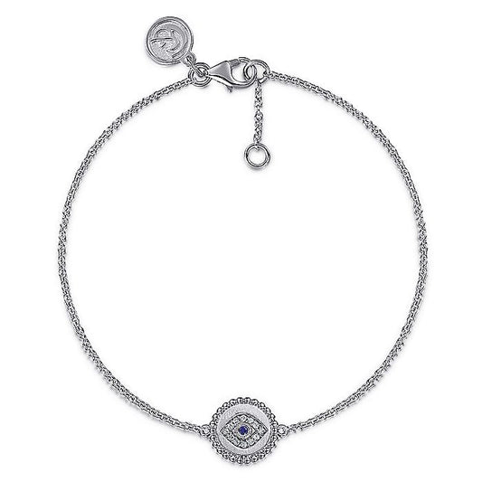 Gabriel & Co. Sterling Silver Diamond and Swiss Blue Topaz Bujukan Mystic Eyes Bracelet - Diamond Bracelets