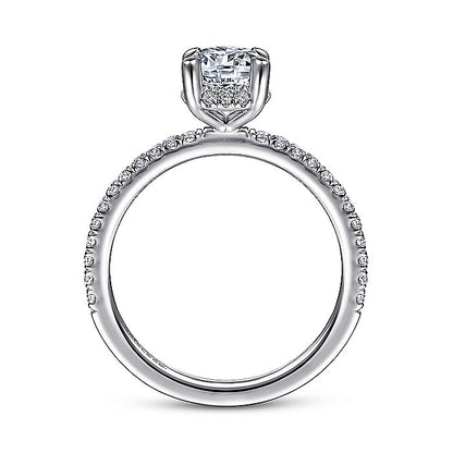 Gabriel & Co White Gold Hidden Halo Oval Semi-Mount Engagement Ring - Diamond Semi-Mount Rings