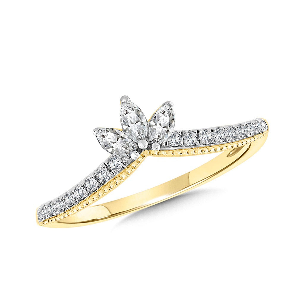 Yellow Gold Diamond Chevron Band - Diamond Fashion Rings - Women's